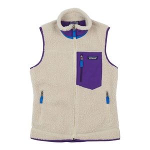 Patagonia rare Sherpa beige purple zip vest size small